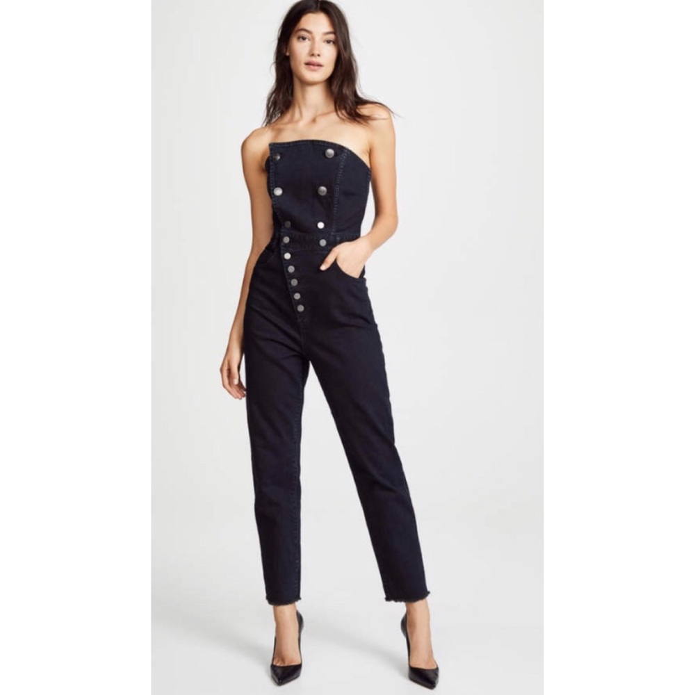 Marissa Webb Myles Strapless Denim Button Jumpsuit